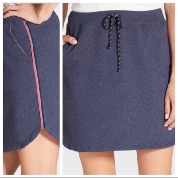 Sundry Track Skirt in Navy Blue with Side Stripes - Picture 1 of 13